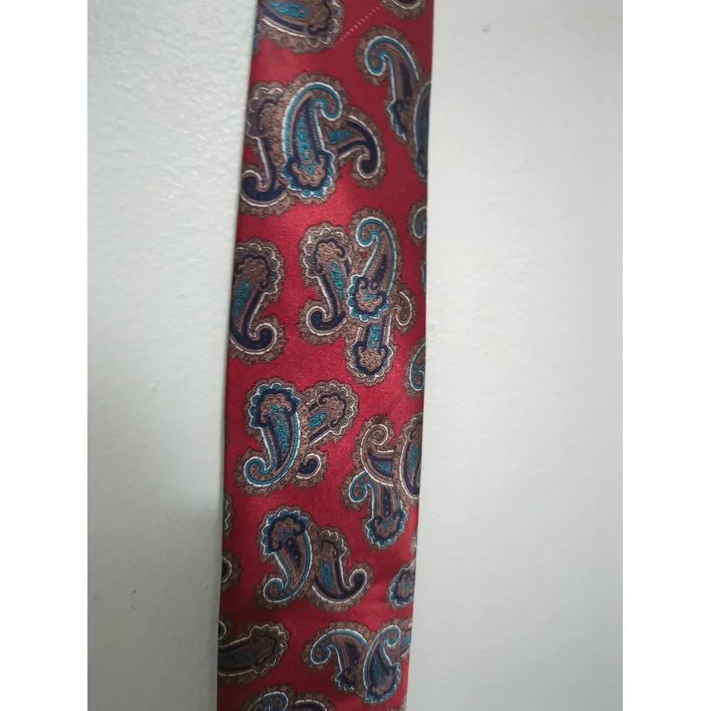 The‎ Men's Store Red Paisley Polyester Necktie Made in USA Vintage Style Tie